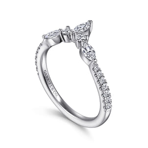 Tulsie - Curved Platinum Marquise and Round Diamond Anniversary Band