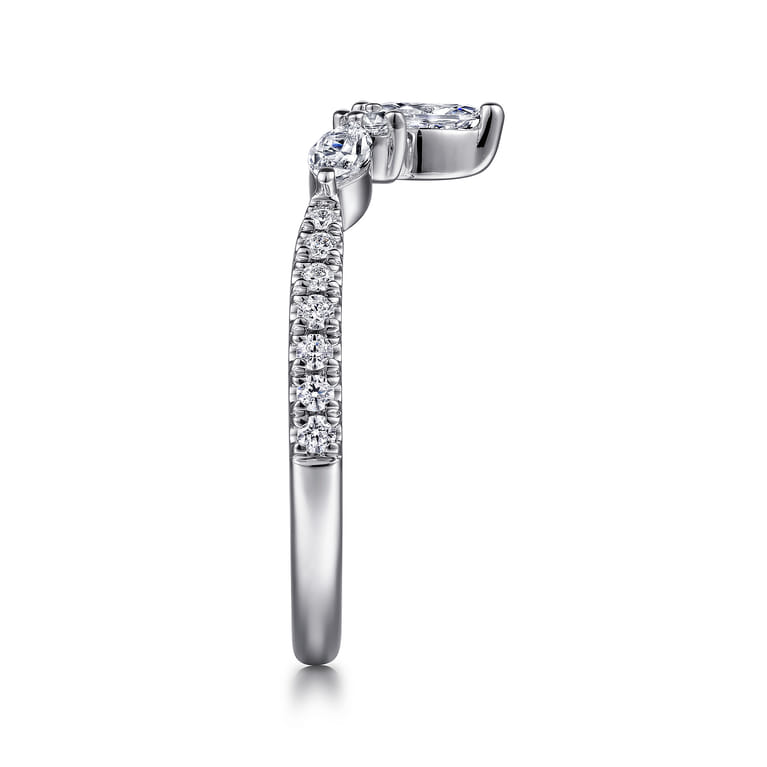 Curved Wedding Ring in Platinum with Marquise Natural Diamond at Gabriel & Co. - Shot 4