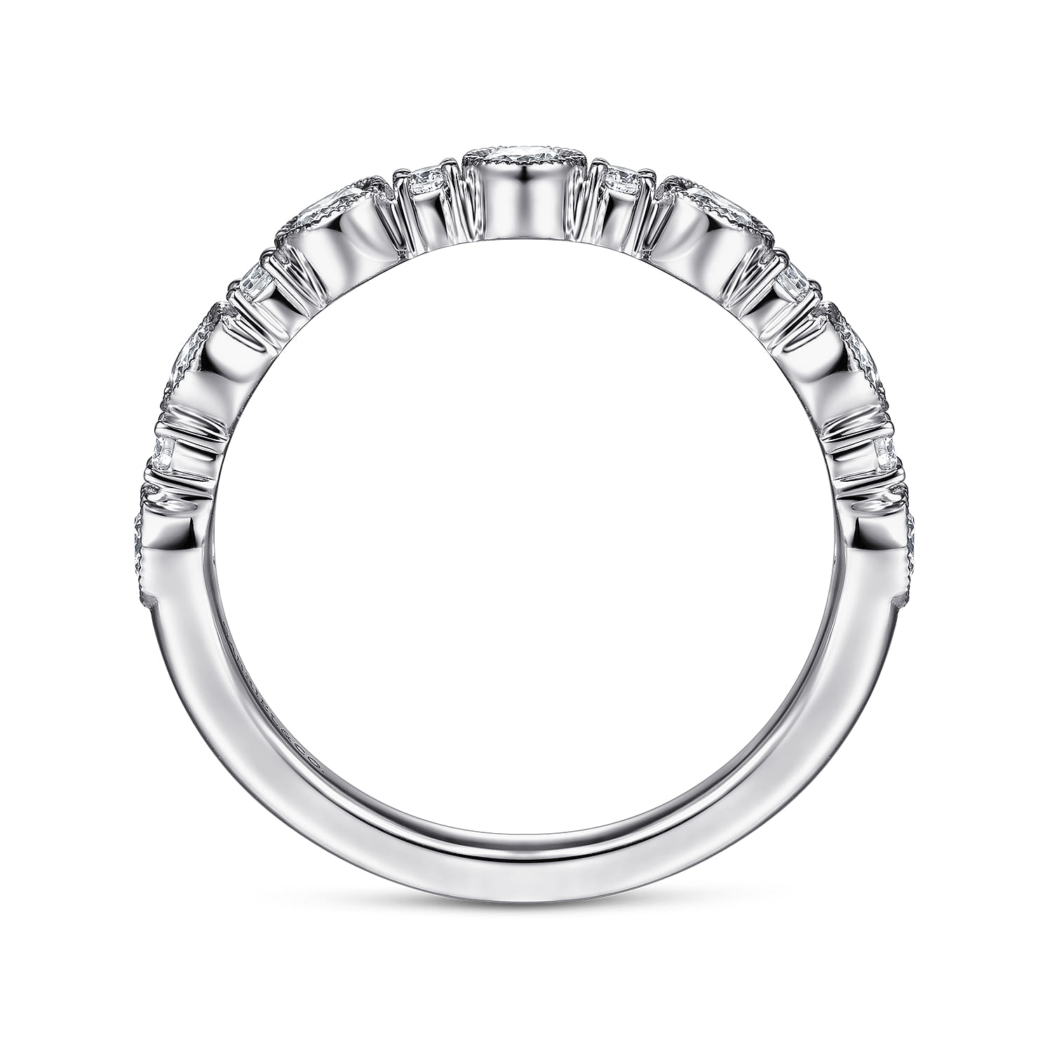 Fancy Wedding Ring in 14k White Gold with Round Natural Diamond at Gabriel & Co. - Shot 2