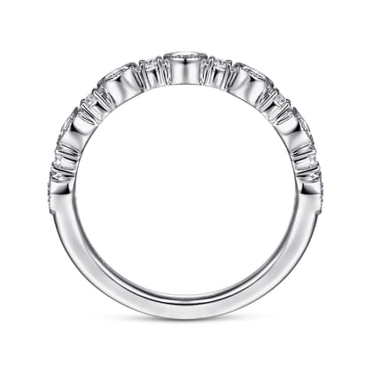 Turin - 14K White Gold Bezel Station Diamond Anniversary Band with Milgrain