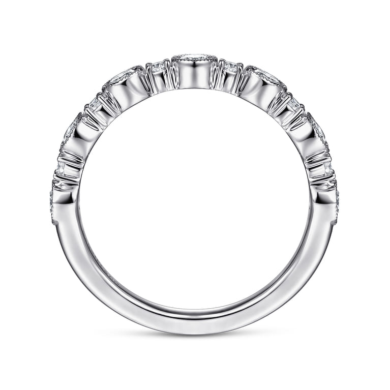 Fancy Wedding Ring in 14k White Gold with Round Natural Diamond at Gabriel & Co. - Shot 2