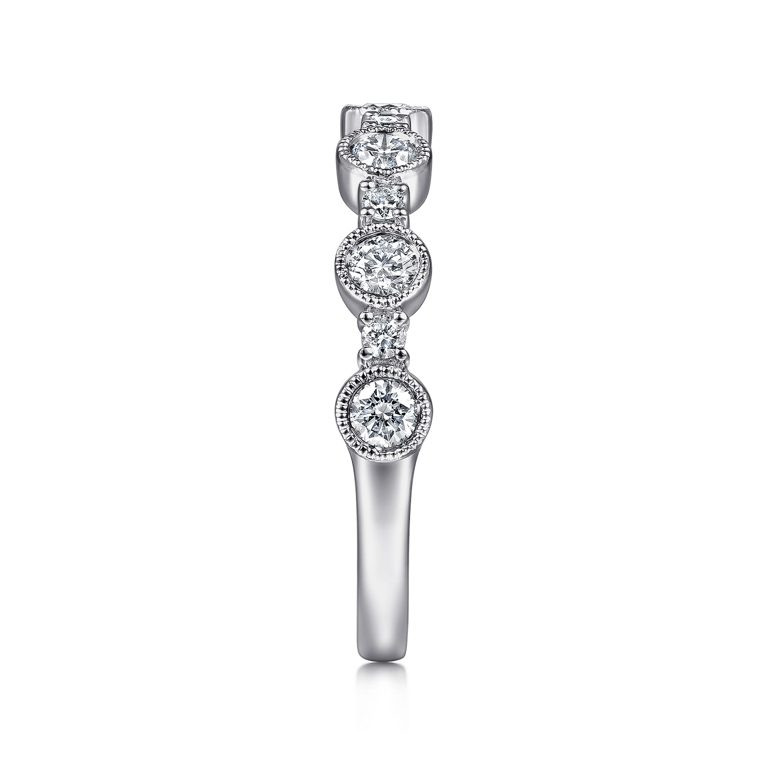Fancy Wedding Ring in 14k White Gold with Round Natural Diamond at Gabriel & Co. - Shot 4