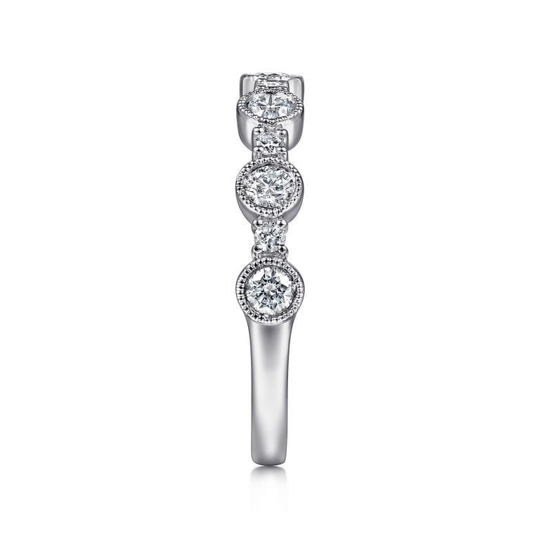 Fancy Wedding Ring in 14k White Gold with Round Natural Diamond at Gabriel & Co. - Shot 4