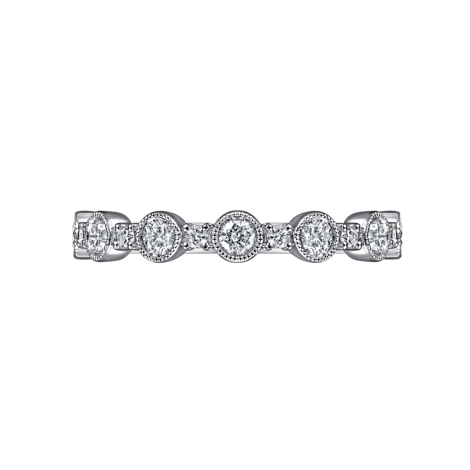 Fancy Wedding Ring in 14k White Gold with Round Natural Diamond at Gabriel & Co. - Shot 6