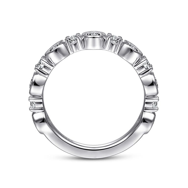 Fancy Wedding Ring in 14k White Gold with Round Natural Diamond at Gabriel & Co. - Shot 2
