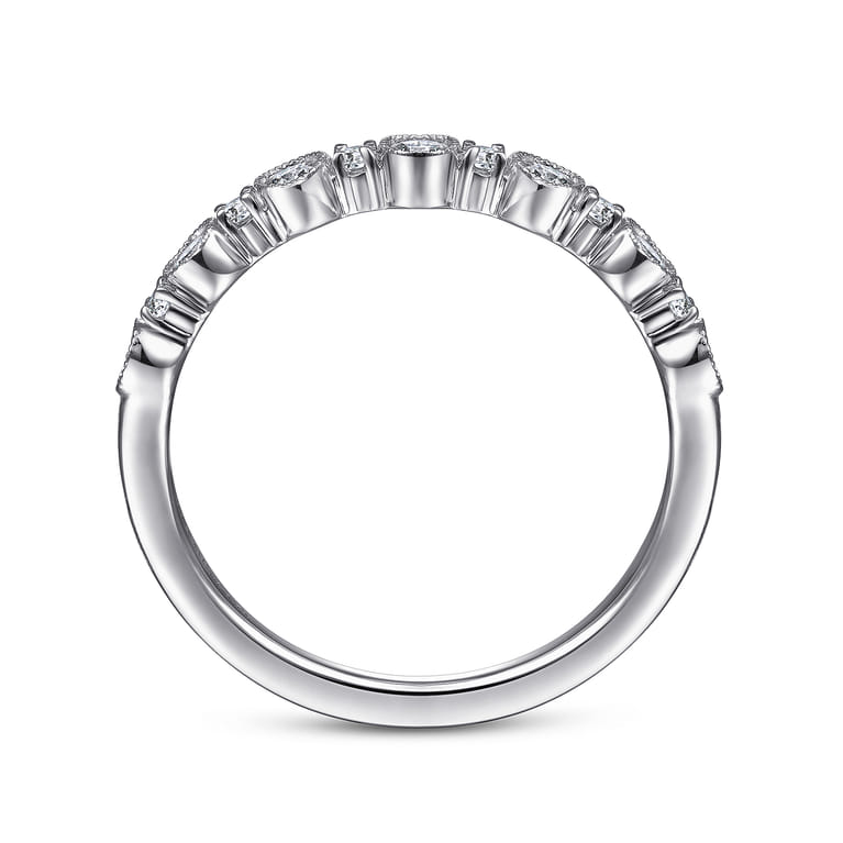 Fancy Wedding Ring in 14k White Gold with Round Natural Diamond at Gabriel & Co. - Shot 2