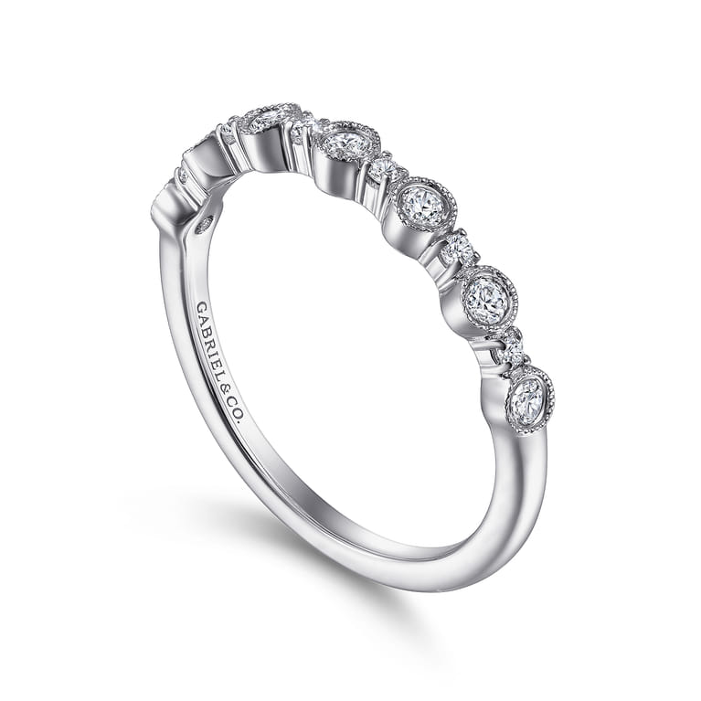 Fancy Wedding Ring in 14k White Gold with Round Natural Diamond at Gabriel & Co. - Shot 3