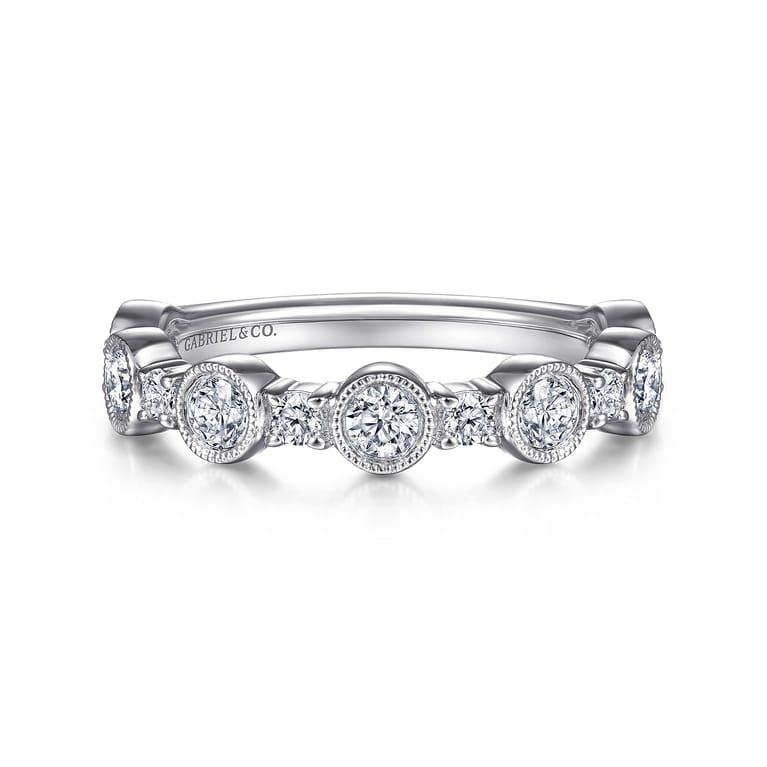 Fancy Wedding Ring in 14k White Gold with Round Natural Diamond at Gabriel & Co. - Shot 1