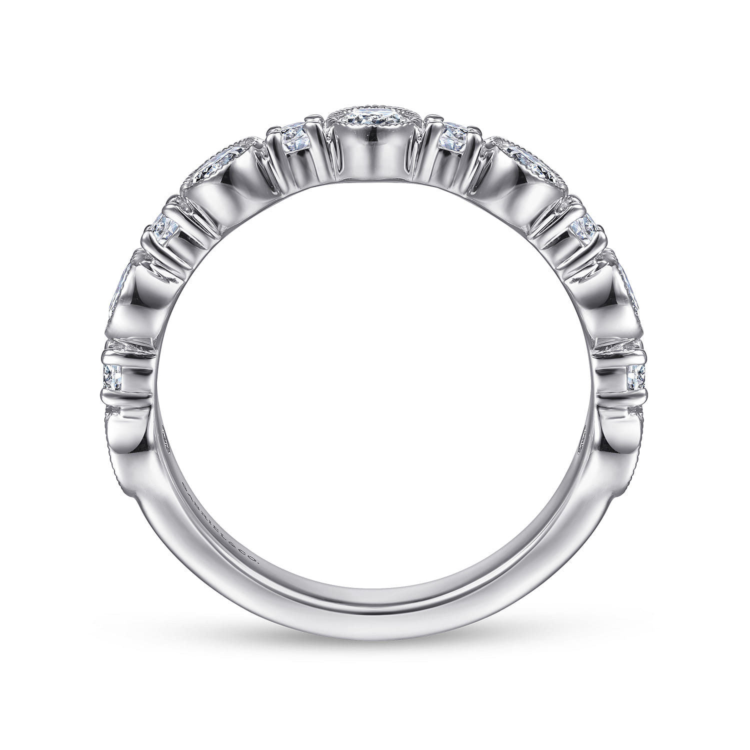 Fancy Wedding Ring in 14k White Gold with Round Natural Diamond at Gabriel & Co. - Shot 2