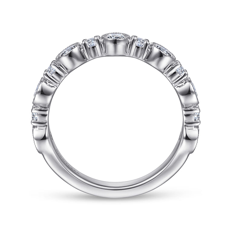 Fancy Wedding Ring in 14k White Gold with Round Natural Diamond at Gabriel & Co. - Shot 2