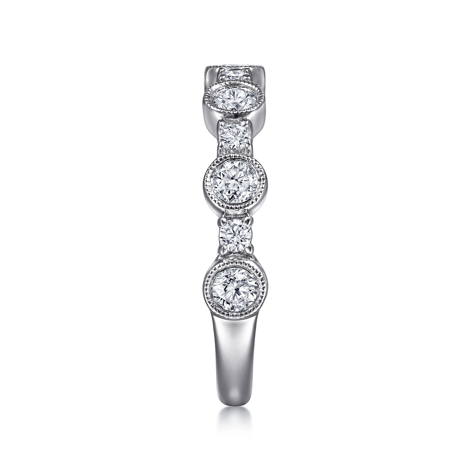Fancy Wedding Ring in 14k White Gold with Round Natural Diamond at Gabriel & Co. - Shot 4