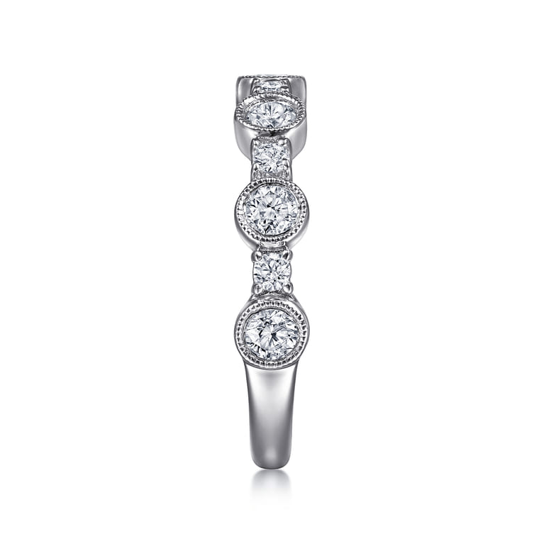 Fancy Wedding Ring in 14k White Gold with Round Natural Diamond at Gabriel & Co. - Shot 4