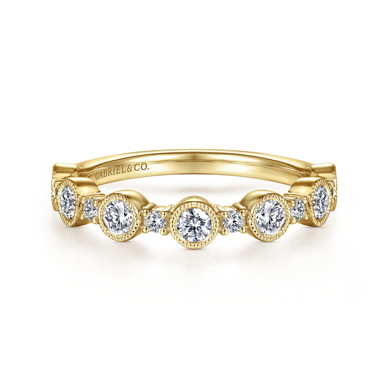 Fancy Wedding Ring in 14k Yellow Gold with Round Natural Diamond at Gabriel & Co. - Shot 1