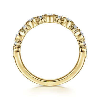 Turin - 14K Yellow Gold Bezel Station Diamond Anniversary Band with Milgrain