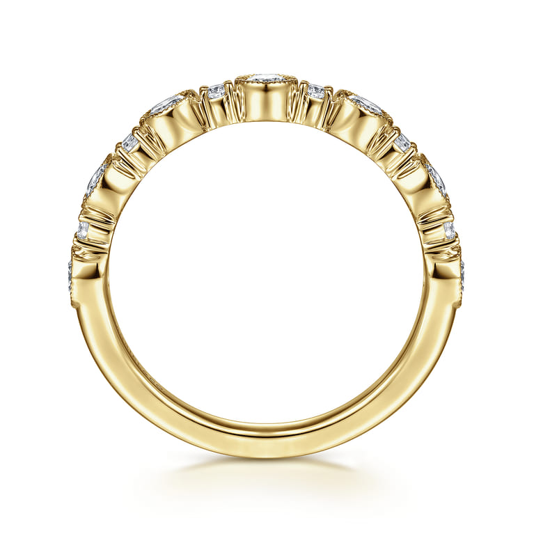Fancy Wedding Ring in 14k Yellow Gold with Round Natural Diamond at Gabriel & Co. - Shot 2