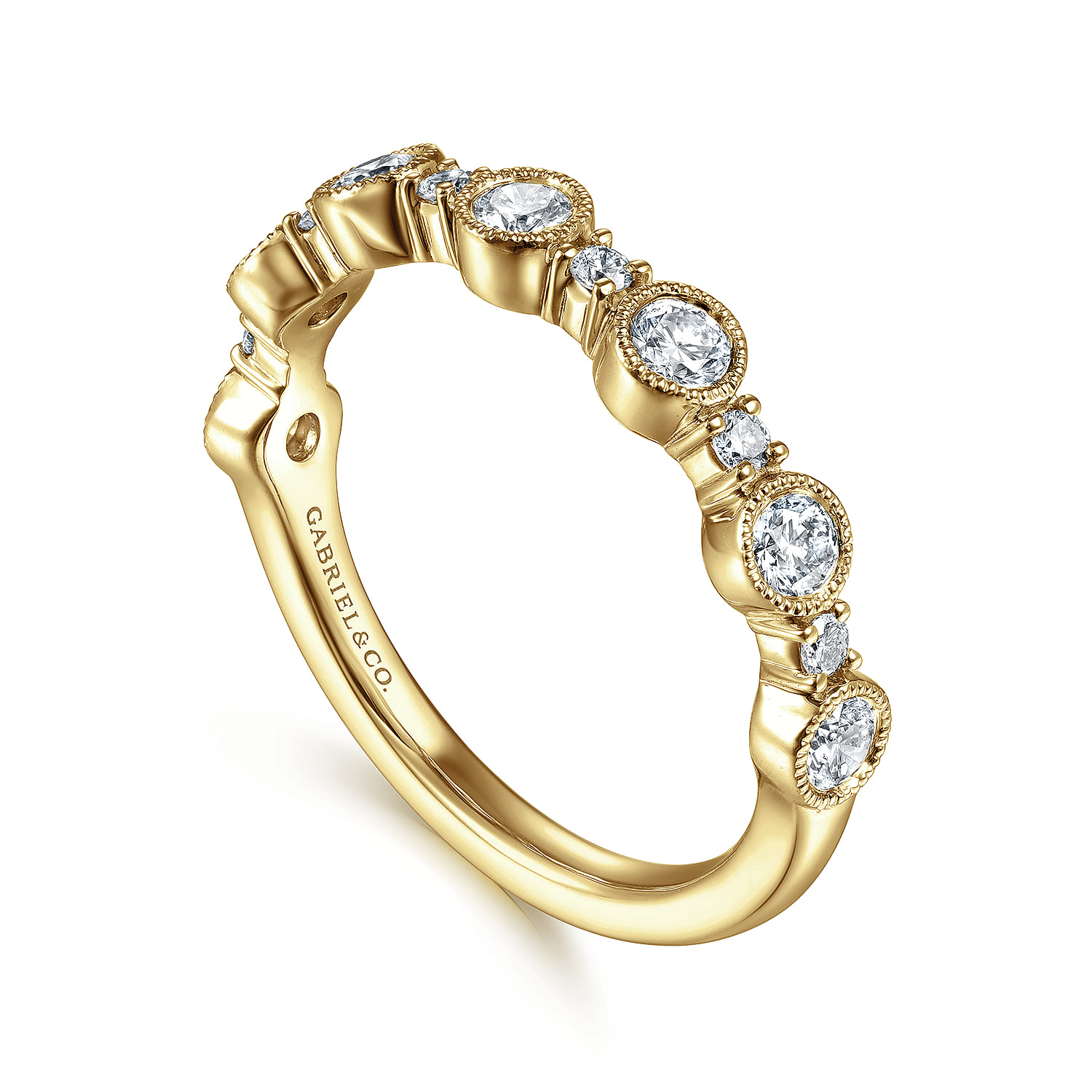 Fancy Wedding Ring in 14k Yellow Gold with Round Natural Diamond at Gabriel & Co. - Shot 3