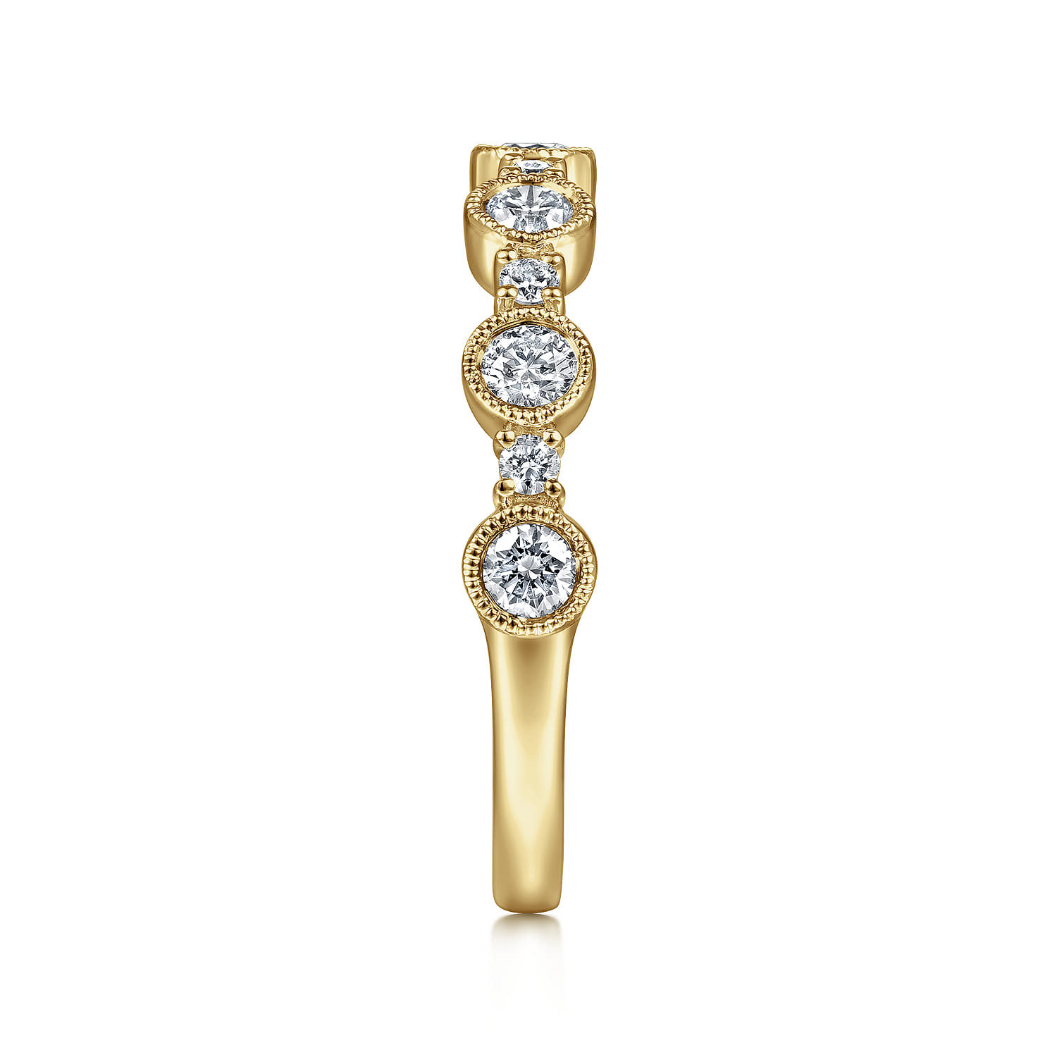 Fancy Wedding Ring in 14k Yellow Gold with Round Natural Diamond at Gabriel & Co. - Shot 4