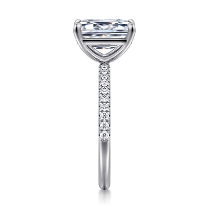 Twain - 14K White Gold Emerald Cut Diamond Engagement Ring