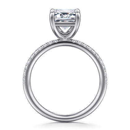 Twain - 14K White Gold Emerald Cut Diamond Engagement Ring