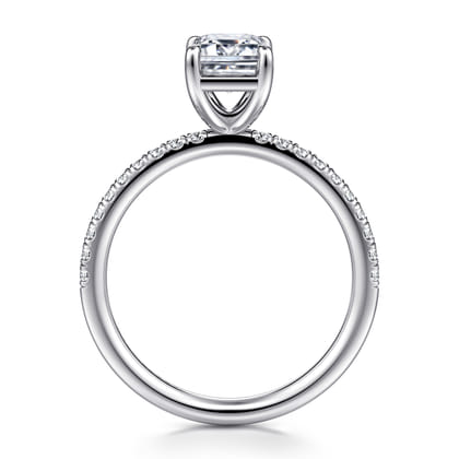 Twain - 14K White Gold Emerald Cut Diamond Engagement Ring