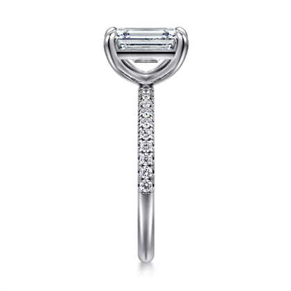 Twain - 14K White Gold Emerald Cut Diamond Engagement Ring
