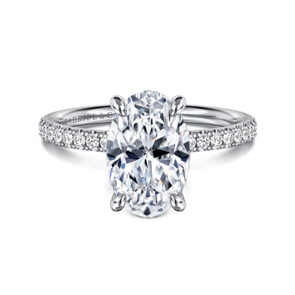 Twain - 14K White Gold Oval Diamond Engagement Ring