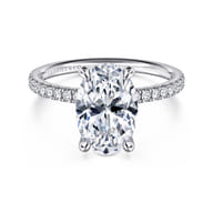 Twain - 14K White Gold Oval Diamond Engagement Ring