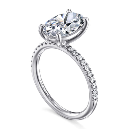 Twain - 14K White Gold Oval Diamond Engagement Ring