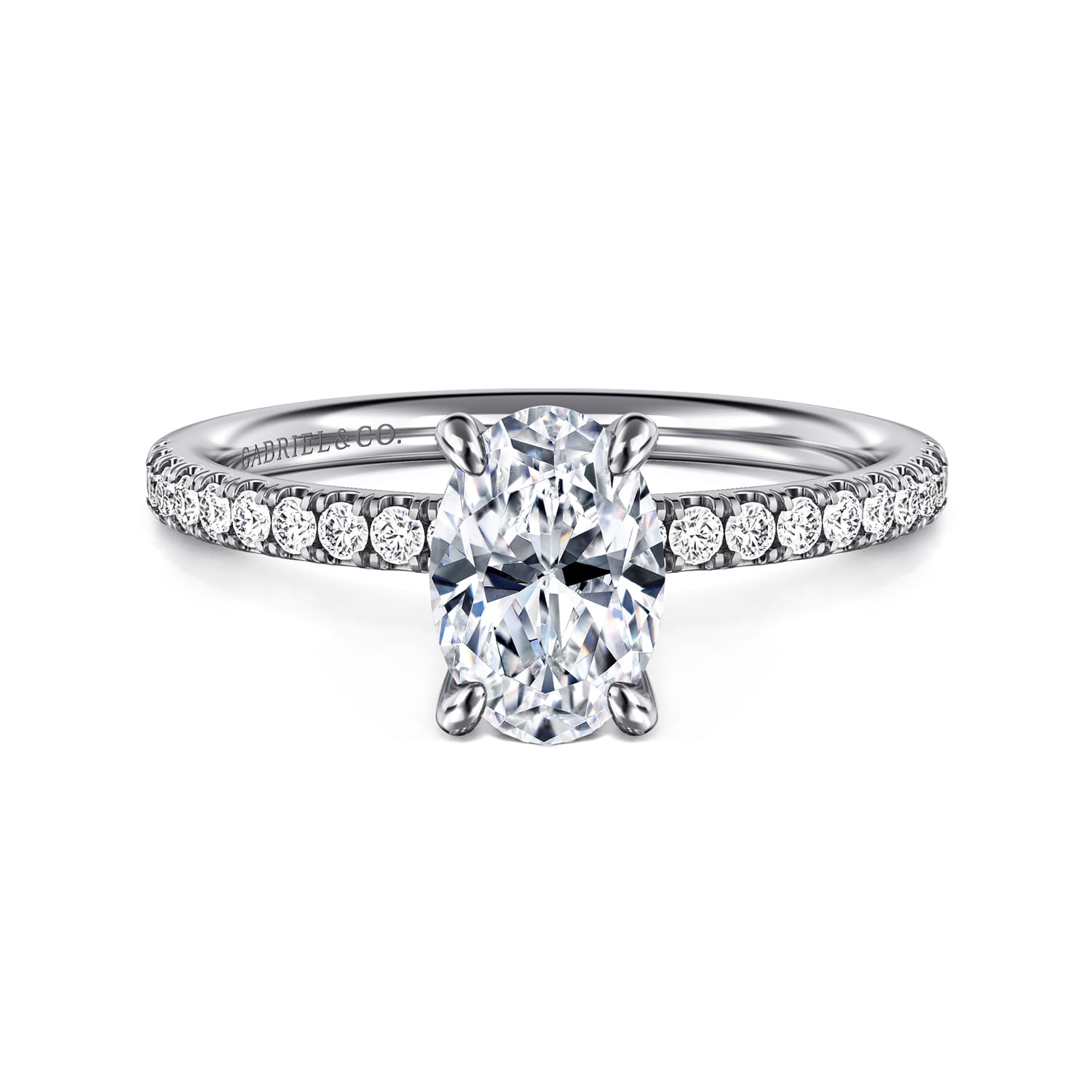 Twain - 14K White Gold Oval Diamond Engagement Ring