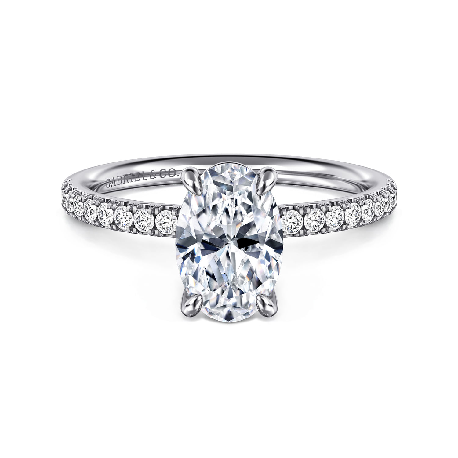 Twain - 14K White Gold Oval Diamond Engagement Ring