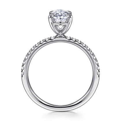Twain - 14K White Gold Oval Diamond Engagement Ring