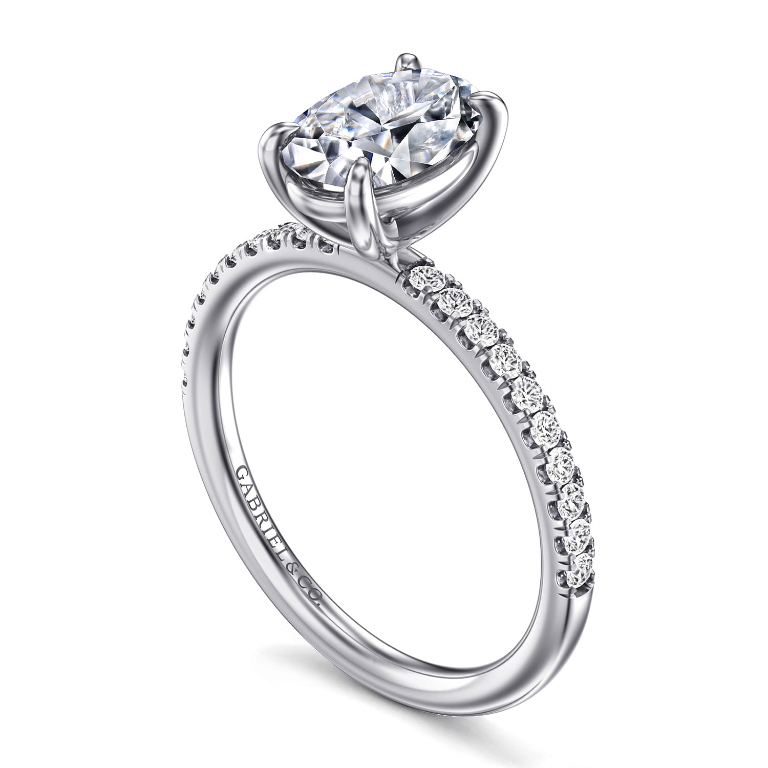 Twain - 14K White Gold Oval Diamond Engagement Ring
