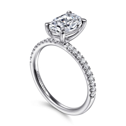 Twain - 14K White Gold Oval Diamond Engagement Ring