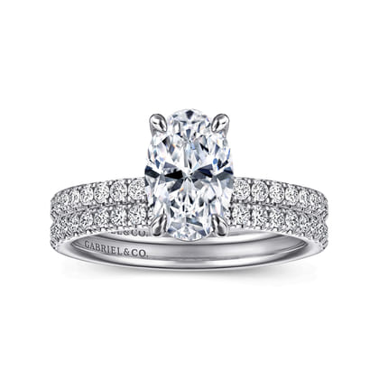 Twain - 14K White Gold Oval Diamond Engagement Ring