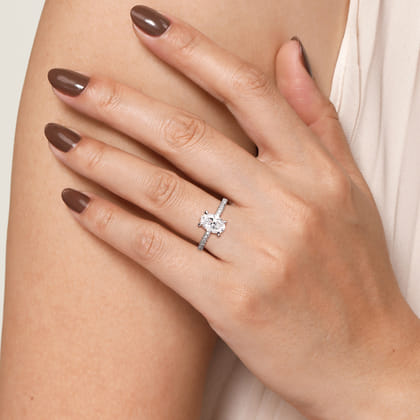 Twain - 14K White Gold Oval Diamond Engagement Ring