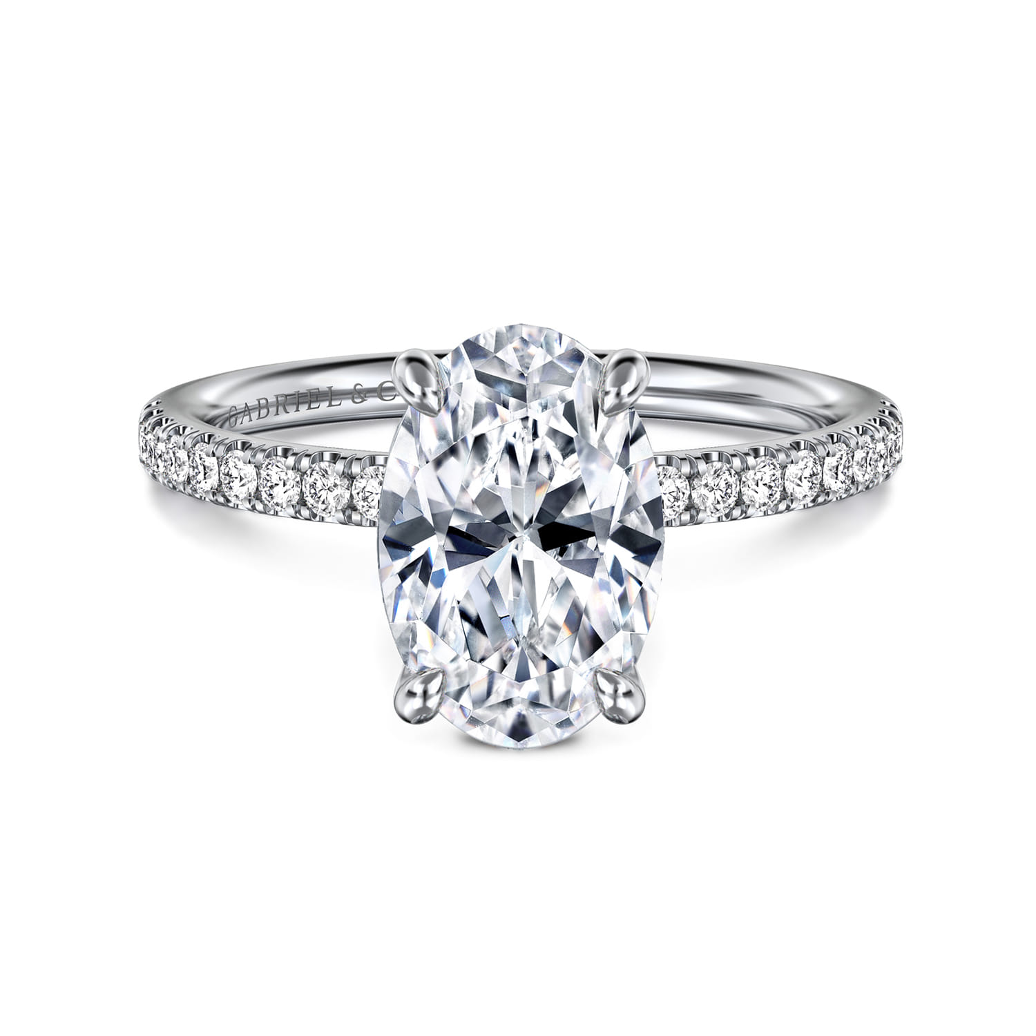 Twain - 14K White Gold Oval Diamond Engagement Ring