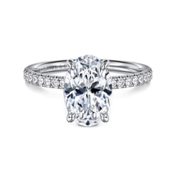 Twain - 14K White Gold Oval Diamond Engagement Ring