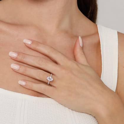 Twain - 14K White Gold Oval Diamond Engagement Ring