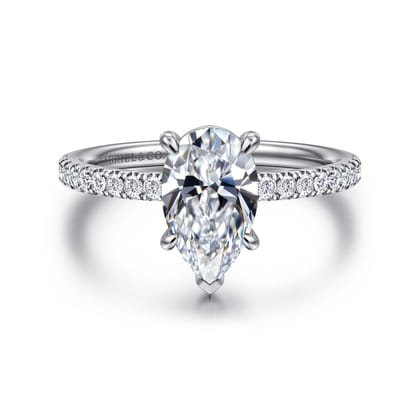 Twain - 14K White Gold Pear Shape Diamond Engagement Ring