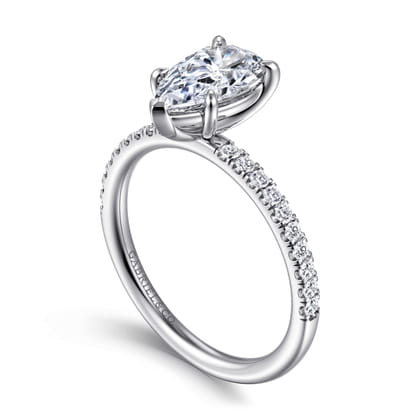 Twain - 14K White Gold Pear Shape Diamond Engagement Ring