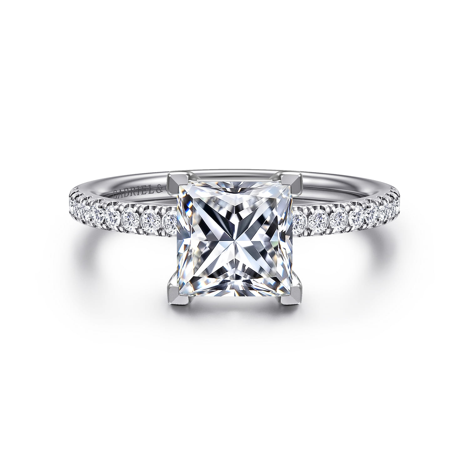 Twain - 14K White Gold Princess Cut Diamond Engagement Ring