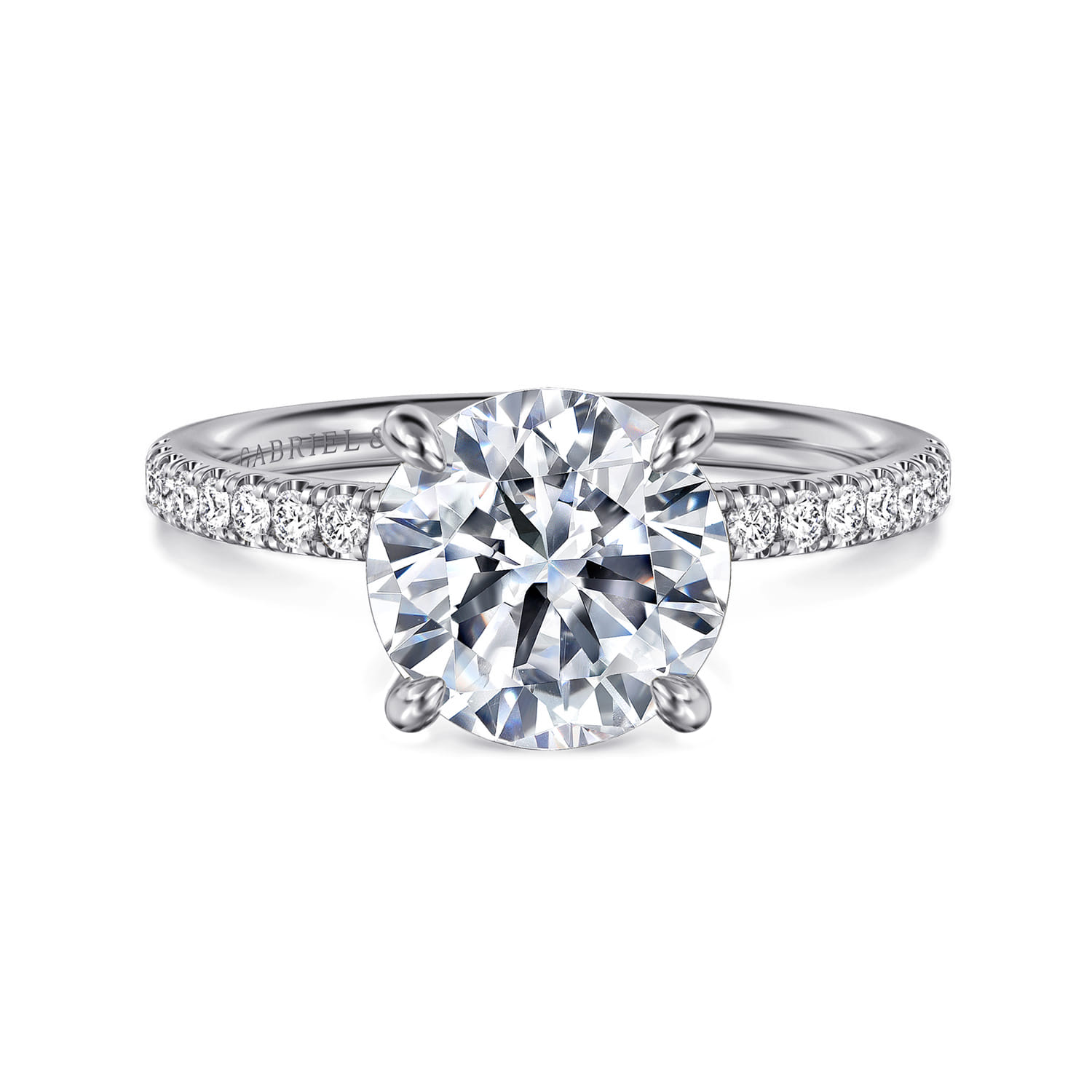 Twain - 14K White Gold Round Diamond Engagement Ring