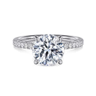 Twain - 14K White Gold Round Diamond Engagement Ring