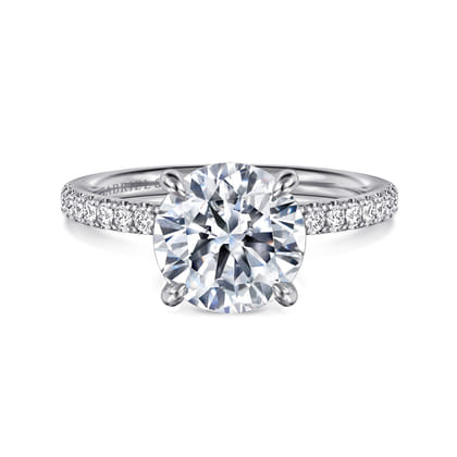 Twain - 14K White Gold Round Diamond Engagement Ring