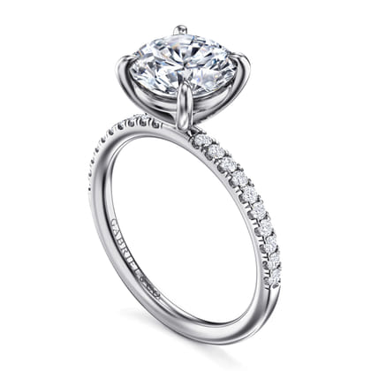 Twain - 14K White Gold Round Diamond Engagement Ring
