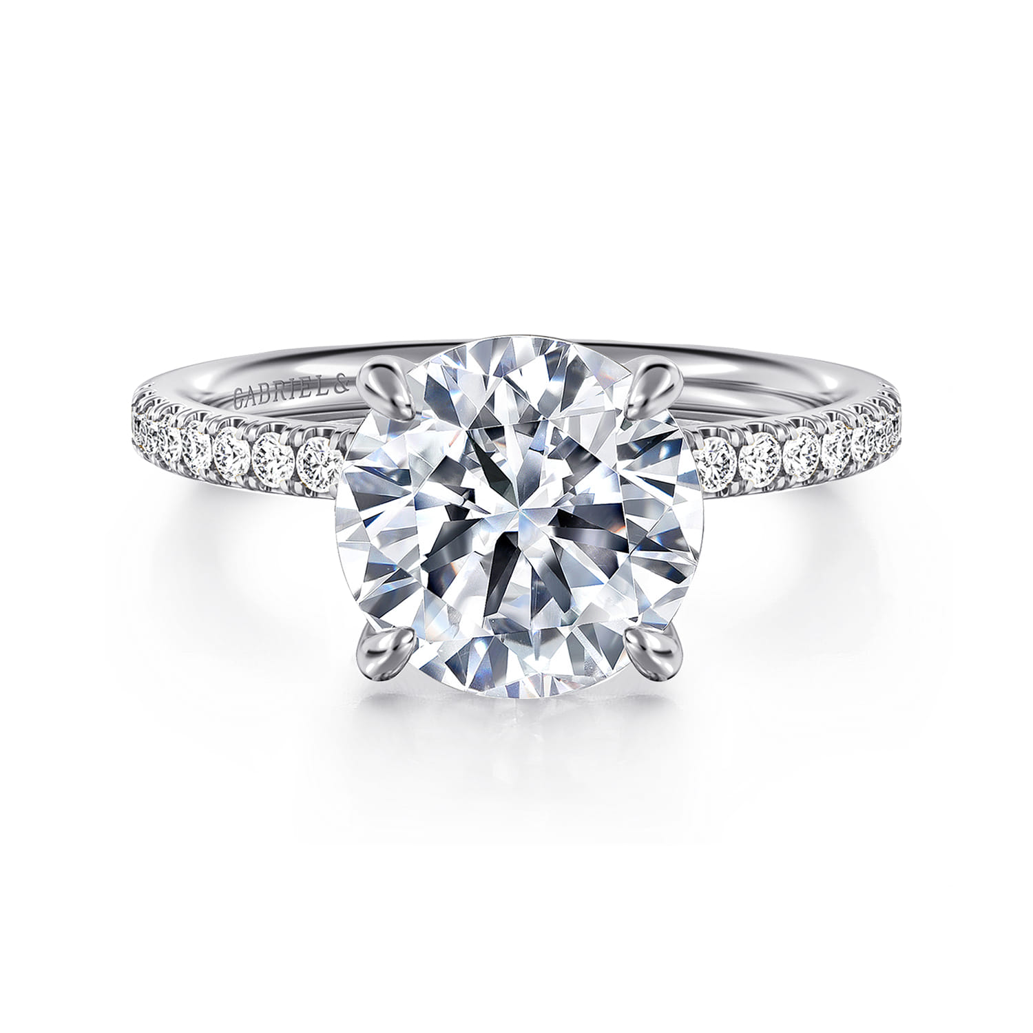 Twain - 14K White Gold Round Diamond Engagement Ring