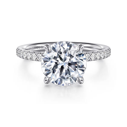 Twain - 14K White Gold Round Diamond Engagement Ring