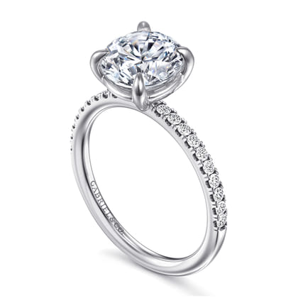Twain - 14K White Gold Round Diamond Engagement Ring