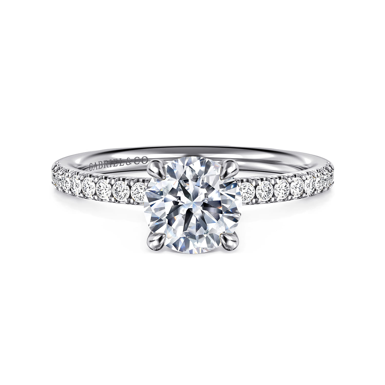 Twain - 14K White Gold Round Diamond Engagement Ring