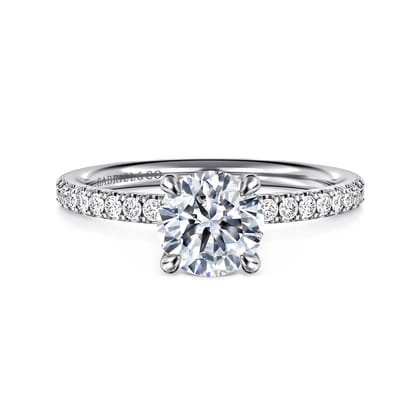 Twain - 14K White Gold Round Diamond Engagement Ring